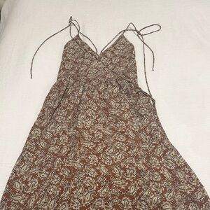 Stitch and Feather Brown Paisley Spaghetti Strap Dress